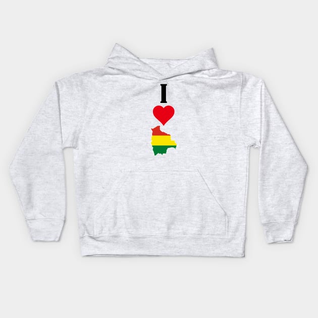 I Love Bolivia Vertical I Heart Country Flag Map Kids Hoodie by Sports Stars ⭐⭐⭐⭐⭐